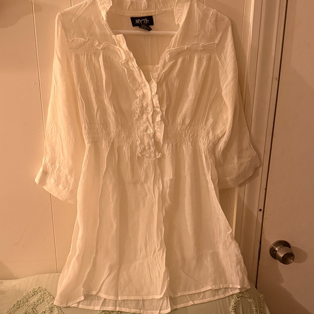 Myth White Ruffled Women's shirt